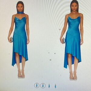 NWT Alice+Olivia Harmony blue asymmetrical hem maxi dress size 14